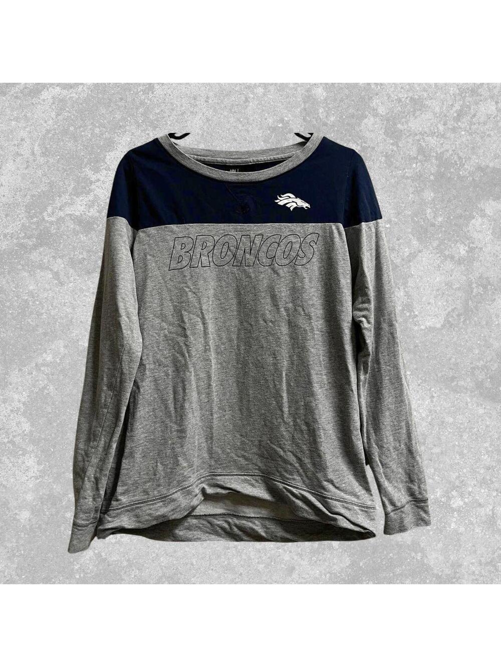 Nike Denver Broncos NFL Long Sleeve Shirt Mens M Gray Navy Football Tee